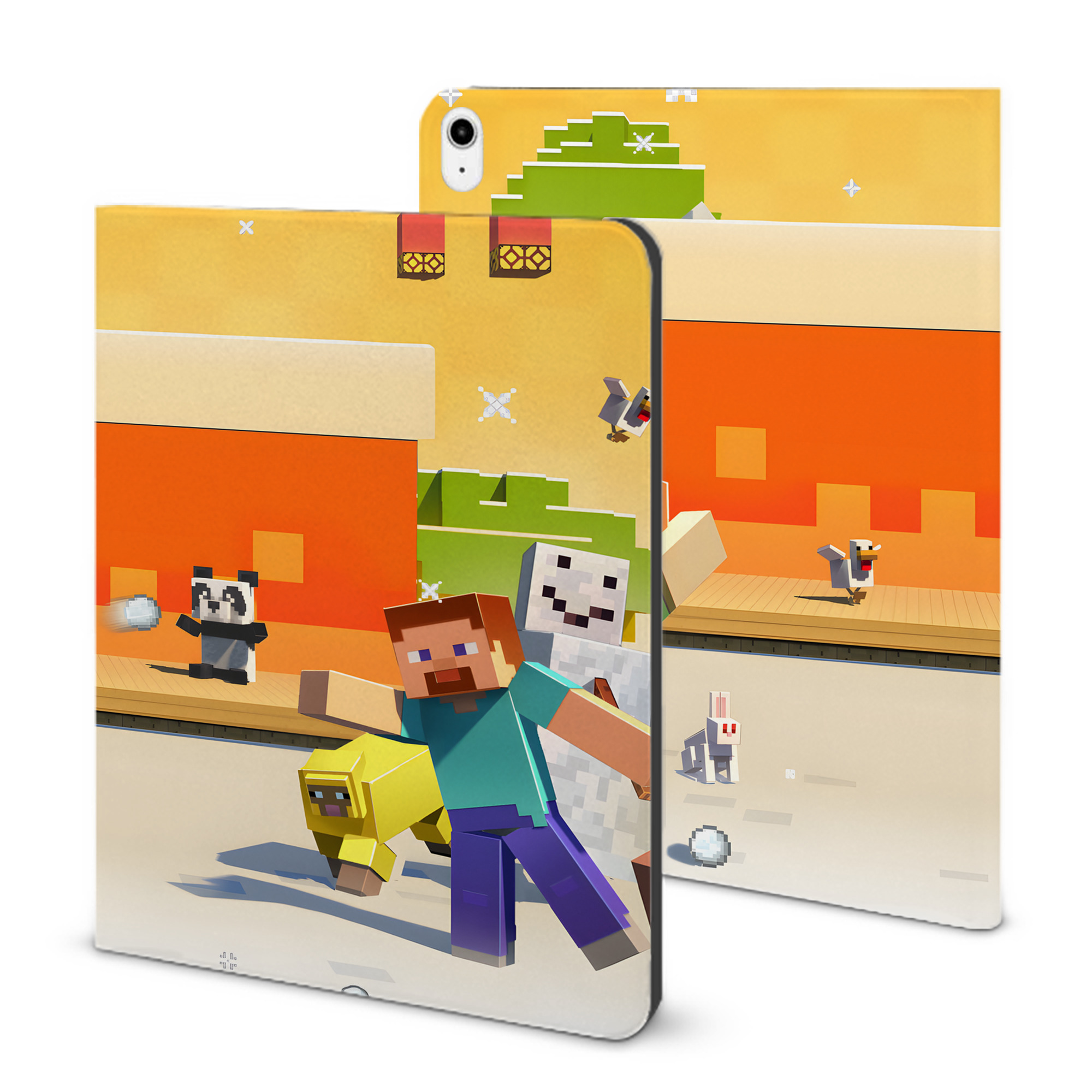 （画像用） マインクラフト ブロックの世界 Minecraft MC Block world IPadケース ペンホルダー付き ブックスタイルデザイン